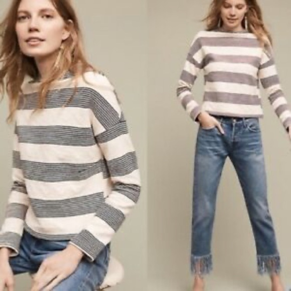 Eri + Ali Saborie Black Striped Sweatshirt XS